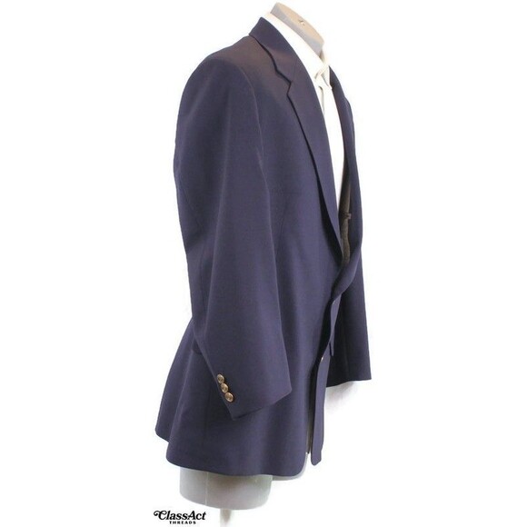 Bill Blass Sport Coat Blazer Mens Blue 2 Metal Button Wool 44R - Picture 2 of 9